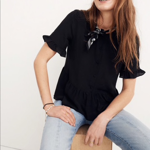 Madewell Tops - Madewell Silk Studio Ruffle-Hem Top